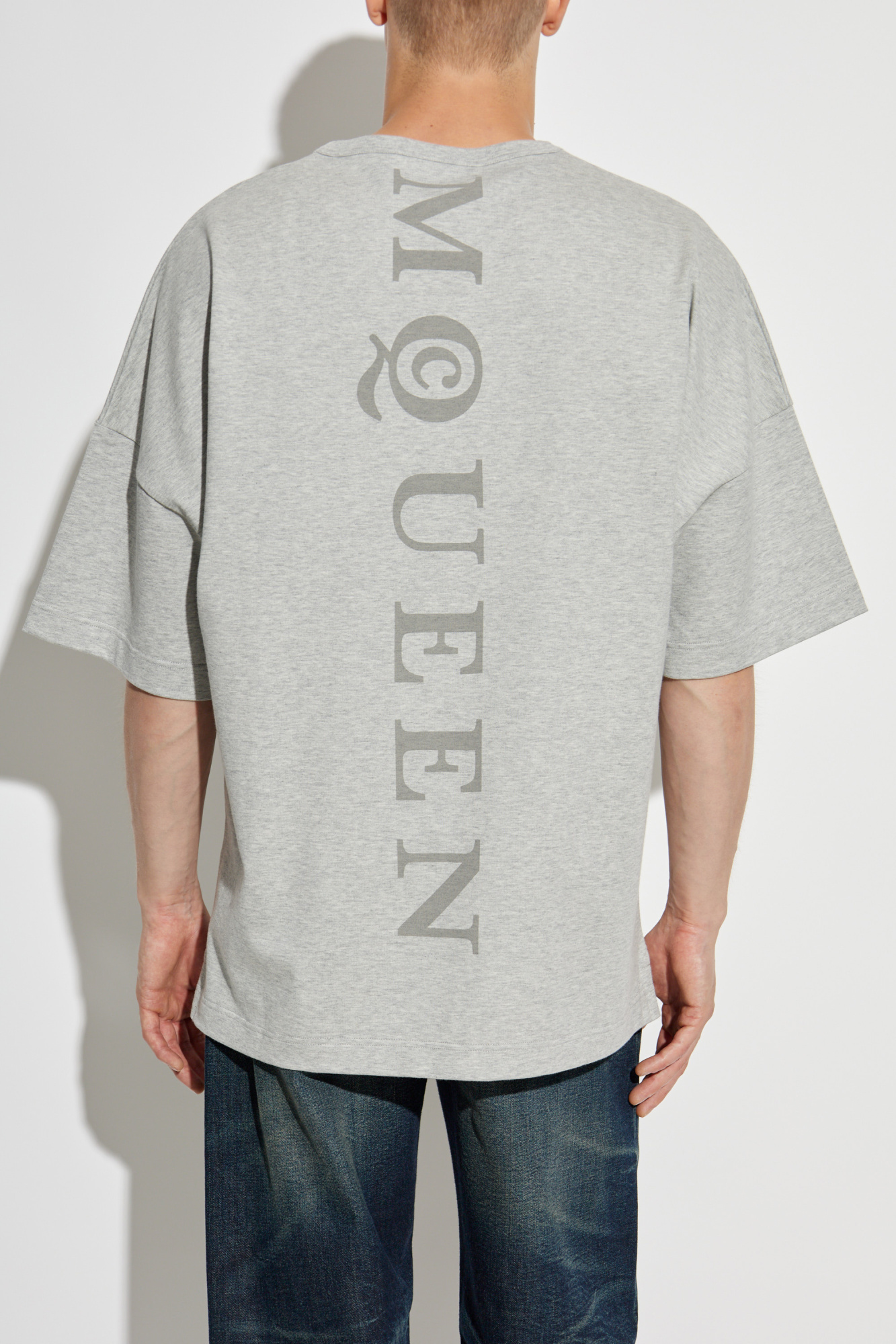 Grey T-shirt with printed logo Alexander McQueen - Vitkac Italy